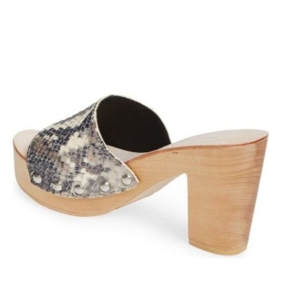 Jeffrey Campbell Dlight Clogs Snakeskin Mules Heels Chunky Boho Slides Size 9 - Picture 3 of 7